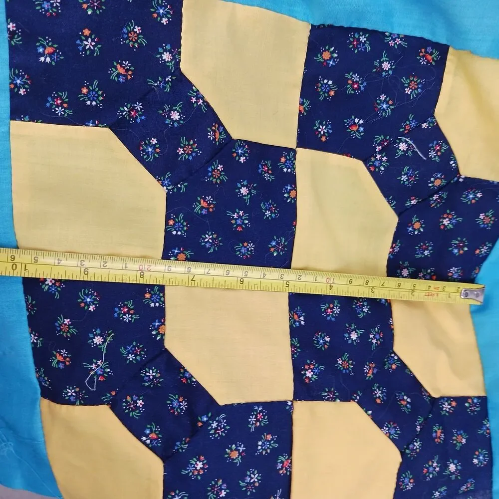 Handmade Bow Tie Quilt Top Hand Pieced Unfinished 95x71